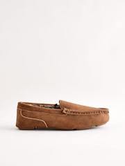 Brown Faux Fur Lined Moccasin Slippers - Image 3 of 7