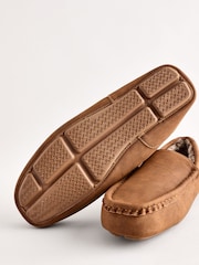 Brown Faux Fur Lined Moccasin Slippers - Image 5 of 7