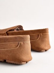 Brown Faux Fur Lined Moccasin Slippers - Image 6 of 7