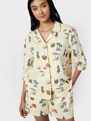 Chelsea Peers Yellow Organic Cotton Hawaii Print Short Pyjama Set - Image 1 of 5