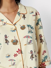 Chelsea Peers Yellow Organic Cotton Hawaii Print Short Pyjama Set - Image 3 of 5