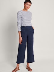 Monsoon Blue Parker Linen Crop Trousers - Image 1 of 4