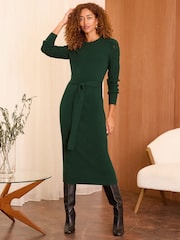 Love & Roses Green Knitted Midi Dress - Image 3 of 4