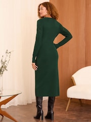Love & Roses Green Knitted Midi Dress - Image 4 of 4