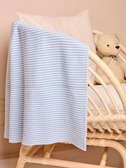 JoJo Maman Bébé Knitted Stripe Blanket Blue - Image 1 of 3