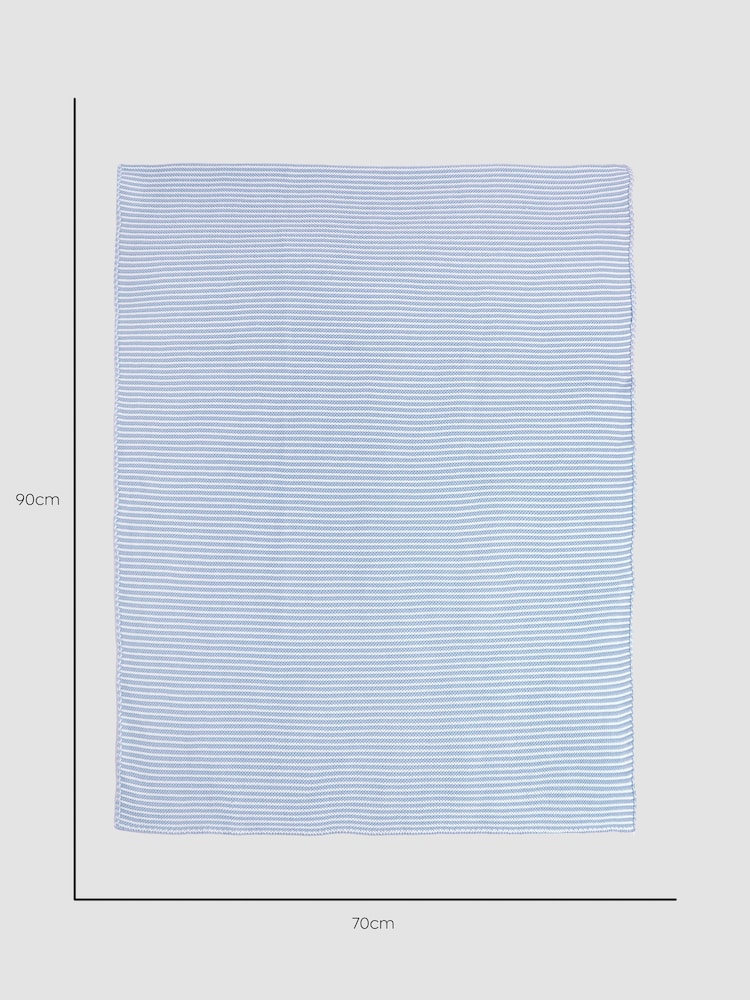 JoJo Maman Bébé Knitted Stripe Blanket Blue - Image 3 of 3