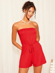 Friends Like These Red/Black Bandeau Tie Waist Jersey Playsuit 2 Pack - Image 5 of 7