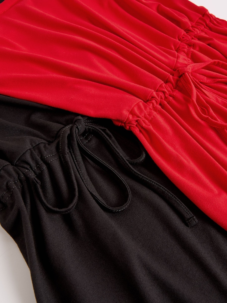 Friends Like These Red/Black Bandeau Tie Waist Jersey Playsuit 2 Pack - Image 7 of 7