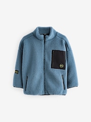 Mid Blue Zip Through Borg Fleece (3-16yrs) - Image 1 of 4