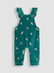 JoJo Maman Bébé Green Toadstool Embroidered Velour Dungarees and Top Set - Image 2 of 6