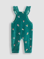 JoJo Maman Bébé Green Toadstool Embroidered Velour Dungarees and Top Set - Image 3 of 6