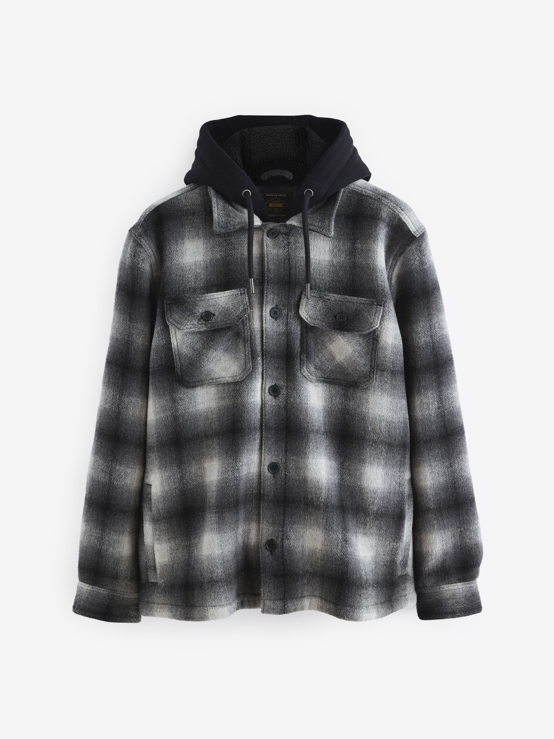 Buy Grey Ombre Check Hooded Borg Lined Shacket from the Next UK