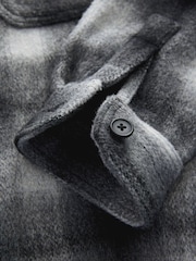 Grey Ombre Check Hooded Borg Lined Shacket - Image 7 of 9
