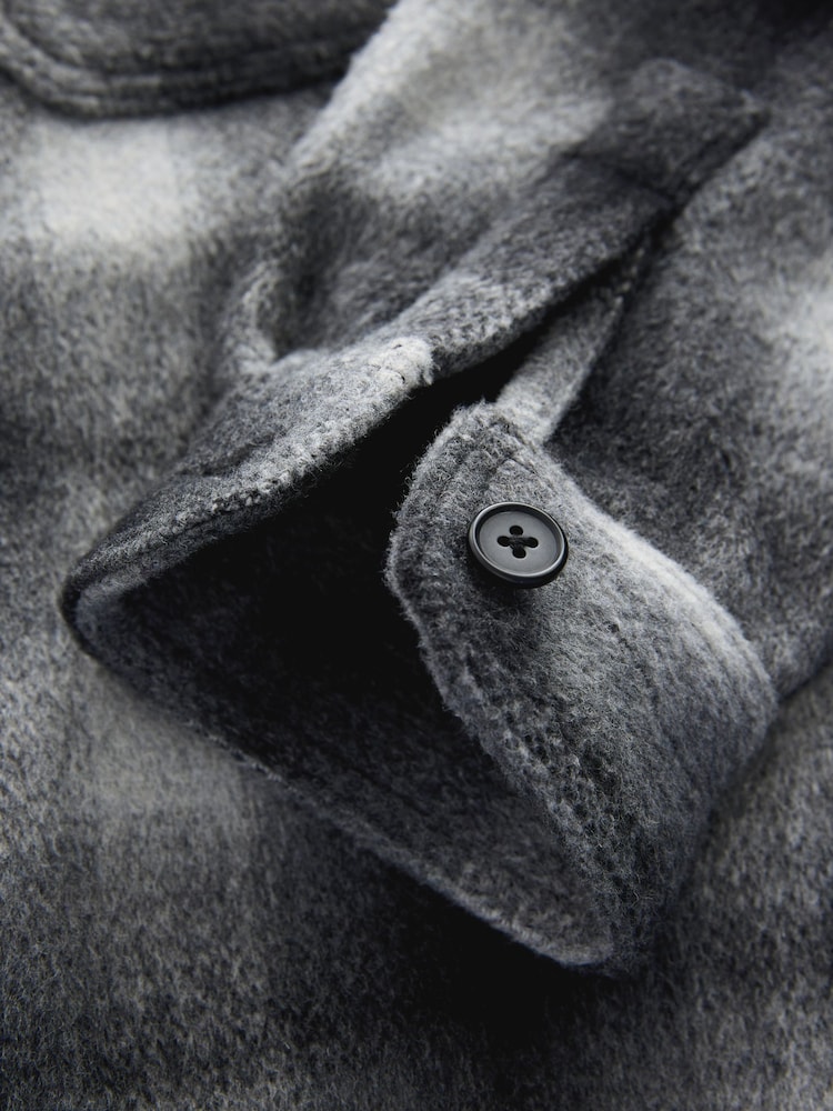 Grey Ombre Check Hooded Borg Lined Shacket - Image 7 of 9