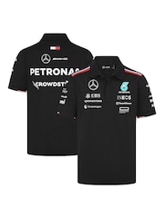 Fanatics Mercedes AMG Petronas F1 2024 Team Black Polo Shirt - Image 1 of 3