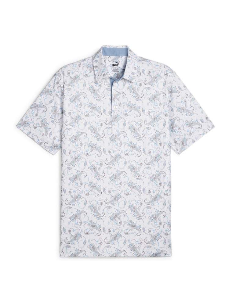 Puma White CLOUDSPUN Mens Golf Paisley Polo Shirt - Image 1 of 1