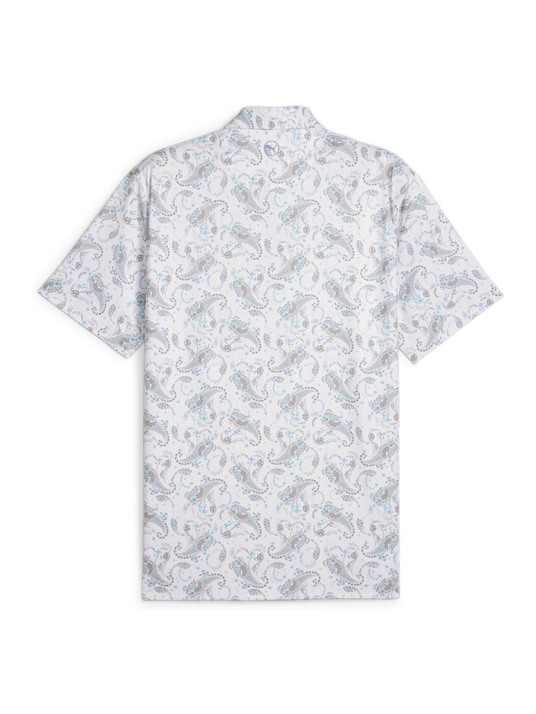 Puma White CLOUDSPUN Mens Golf Paisley Polo Shirt - Image 2 of 2