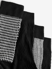 Black/White Texture Modal Signature Socks 4 Pack - Image 7 of 7
