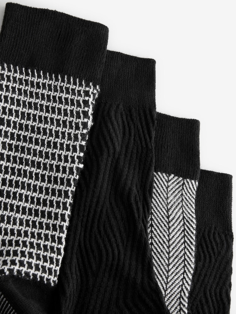 Black/White Texture Modal Signature Socks 4 Pack - Image 7 of 7