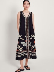 Monsoon Black Carlotta Midi Dress - Image 2 of 5