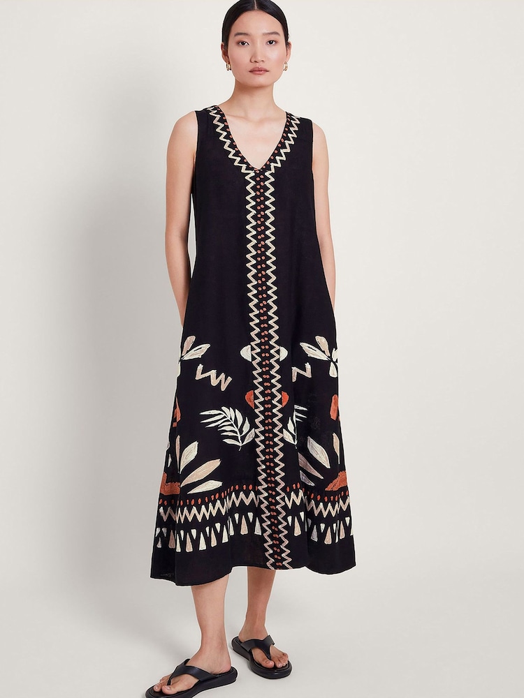 Monsoon Black Carlotta Midi Dress - Image 2 of 5