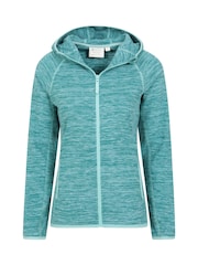 أزرق - Mountain Warehouse Womens Lleyn Melange Full Zip Fleece Hoodie - صورة 2 من 5
