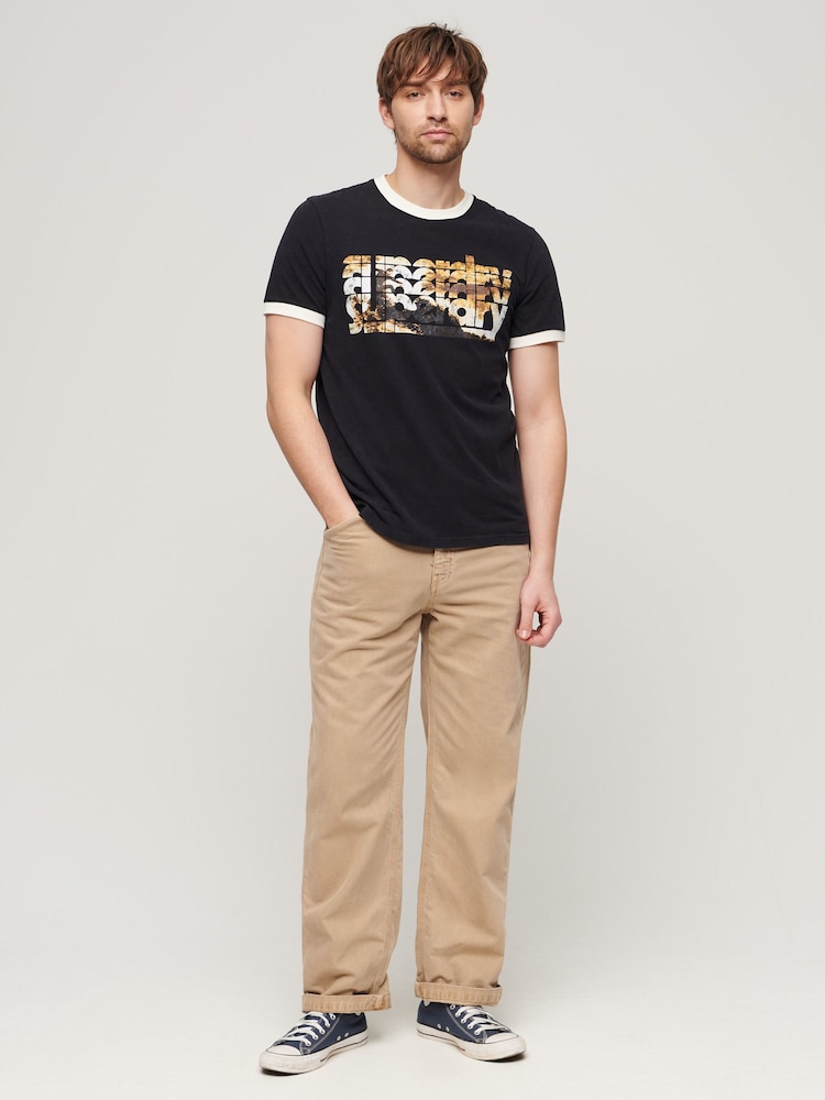 Superdry Black 100% Cotton Photographic Logo T-Shirt - Image 2 of 6 Superdry Black 100% Cotton Photographic Logo T-Shirt - Image 2 of 6