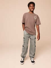 Grey Balloon Denim Cargo 100% Cotton Jeans with Elasticated Waist (3-16yrs) - Image 2 of 10