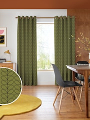 Orla Kiely Olive Green Linear Stem Made to Measure 100% Cotton Curtains - Image 1 of 9