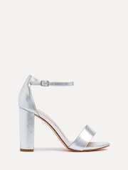 Linzi Silver Nelly Faux Suede Barely There Block Heeled Sandals - Image 2 of 5