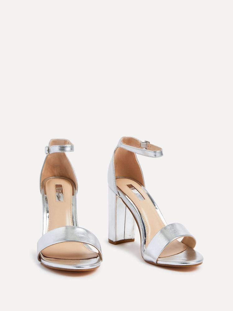 Linzi Silver Nelly Faux Suede Barely There Block Heeled Sandals - Image 3 of 5