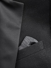 Black Slim Fit Glitter Tuxedo Suit Jacket - Image 10 of 13