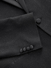 Black Slim Fit Glitter Tuxedo Suit Jacket - Image 12 of 13