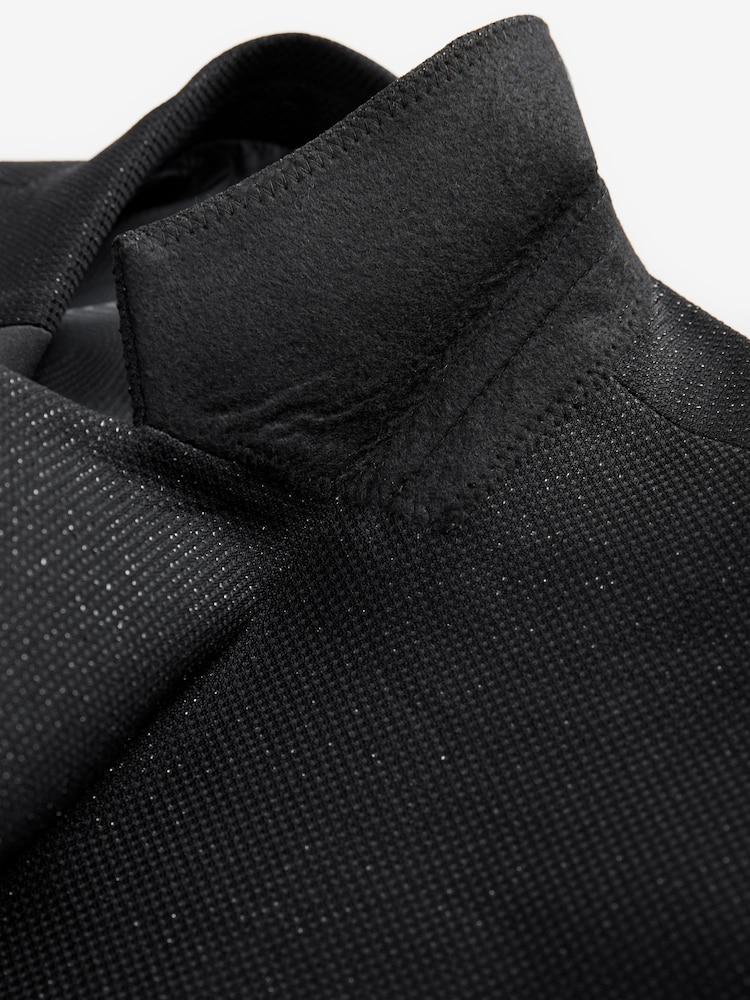 Black Slim Fit Glitter Tuxedo Suit Jacket - Image 13 of 13