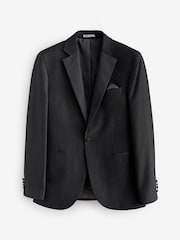 Black Slim Fit Glitter Tuxedo Suit Jacket - Image 8 of 13