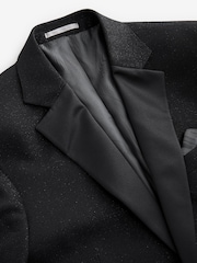 Black Slim Fit Glitter Tuxedo Suit Jacket - Image 9 of 13