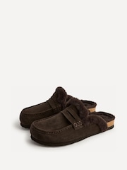 Qəhvəyi süet - Linzi Elma Fur Mule Slippers - 7şəkildən 3 şəkil