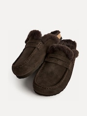 Qəhvəyi süet - Linzi Elma Fur Mule Slippers - 7şəkildən 4 şəkil