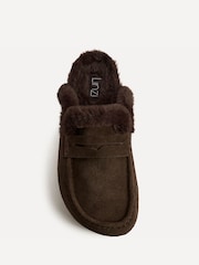 Qəhvəyi süet - Linzi Elma Fur Mule Slippers - 7şəkildən 5 şəkil