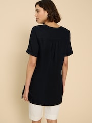 White Stuff Black 100% Linen Lina Tunic - Image 2 of 7