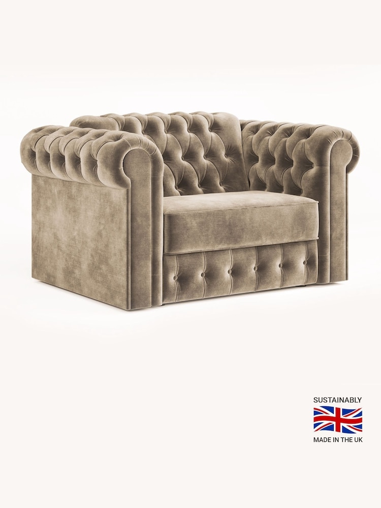 Jay-Be Luxe Velvet Mink Brown Chesterfield Snuggle Sofa Bed - Image 2 of 6