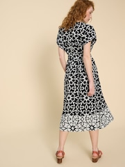 White Stuff Black Linen Blend Sophie Wrap Dress - Image 2 of 7