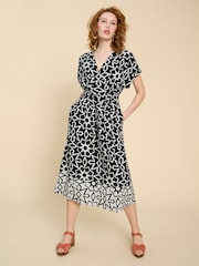 White Stuff Black Linen Blend Sophie Wrap Dress - Image 3 of 7