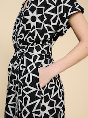 White Stuff Black Linen Blend Sophie Wrap Dress - Image 4 of 7