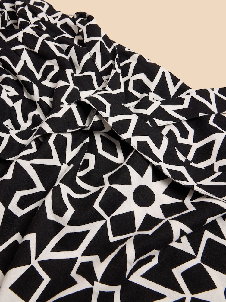 White Stuff Black Linen Blend Sophie Wrap Dress - Image 7 of 7
