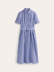Boden Blue Louise 100% Linen Midi Shirt Dress - Image 5 of 5
