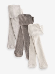 Chocolate Brown Rib Baby Tights 3 Pack (0mths-2yrs) - Image 1 of 6