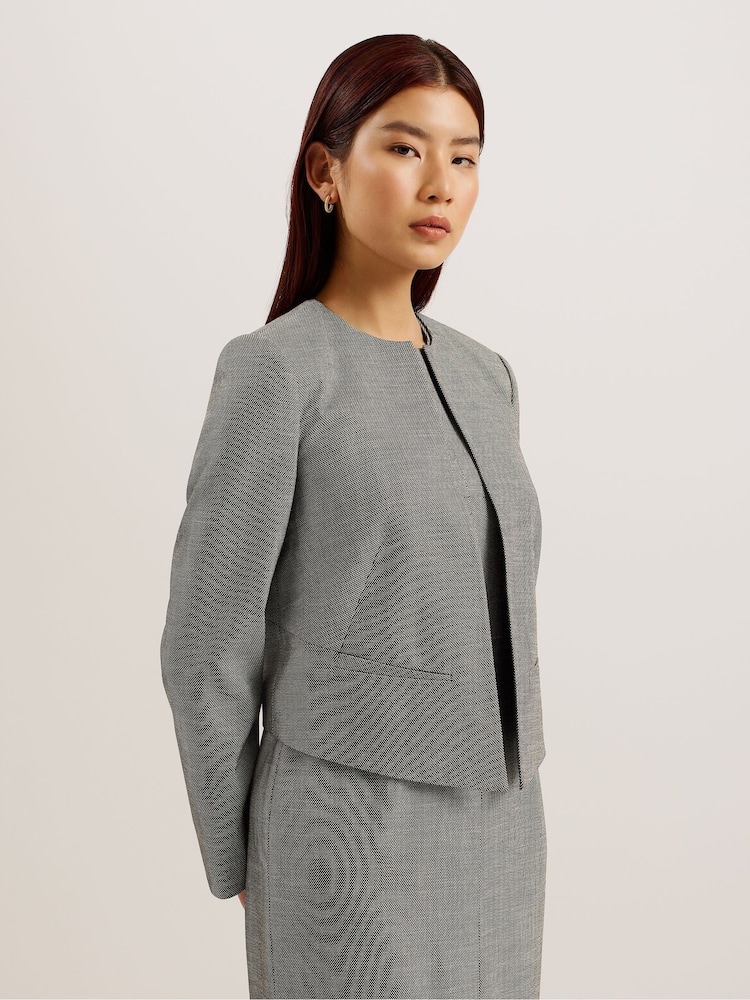 Ted Baker Grey Yutaka Cropped Tailored Jacket - Image 1 of 6