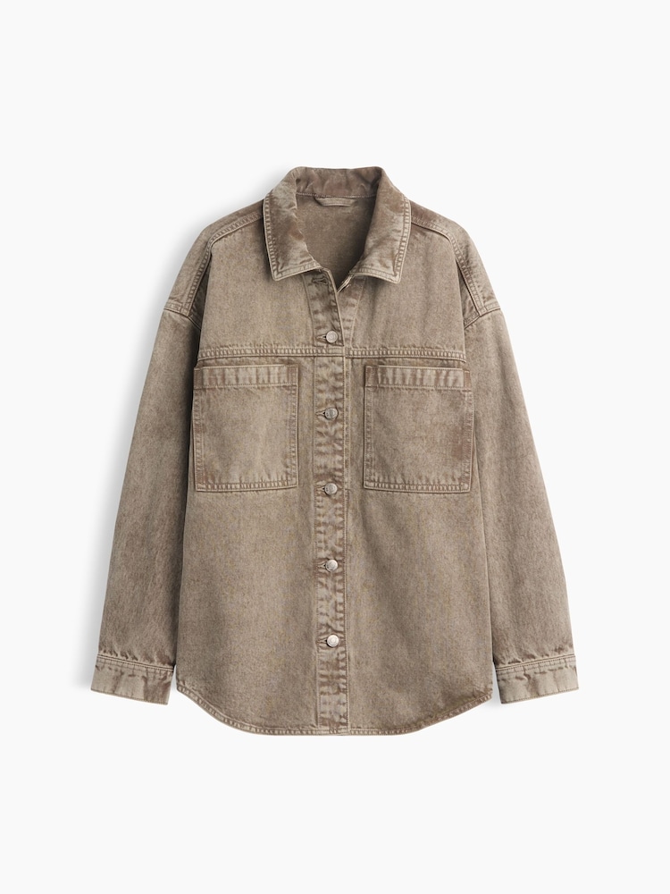 Gap Acid Brown Denim Oversized Shirt Jacket - Image 1 of 1