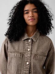 Marrón ácido - Chaqueta tipo camisa de denim extragrande de Gap - Imagen 3 de 7